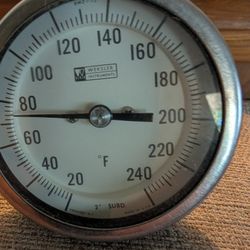 Weksler 3" Bimetallic 20-240°F Self-Indicating Thermometer 