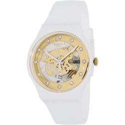 Swatch Sunray Gram SUOZ148 Quartz Watch 3ATM 41 mm white and gold Used