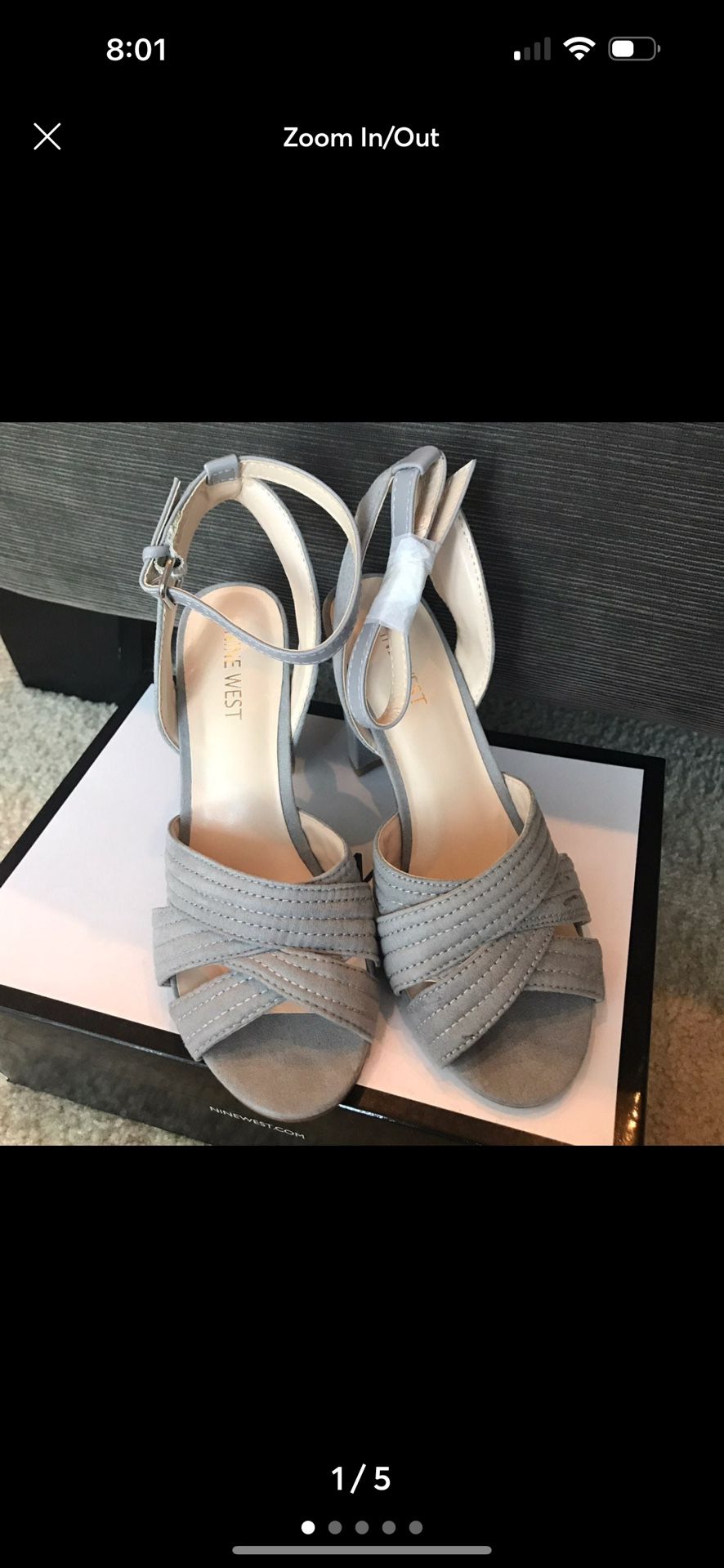 Nine West heels size 6 sandals / gray - defect