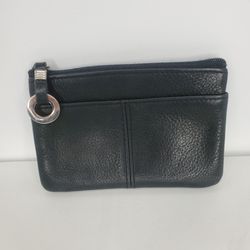 VTG Wilsons Soft Leather Black Zipper Coin Wallet Card Pouch 3.25" x 5"