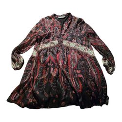 ZARA Net Short Print Paisley Boho Style Dress SZ XL 