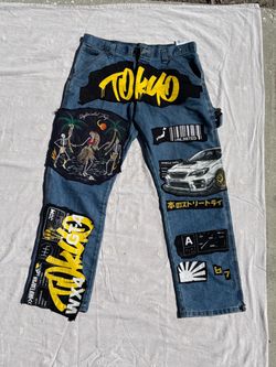 Custom Painted JDM Tokyo Graphic Denim Jeans