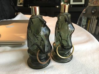 Set 2 horsebit Avon horse cologne bottle vintage