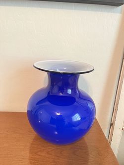 MCM Cobalt Blue Cased Glass Vase