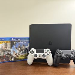 PS4 Slim 500GB Bundle – 2 Controllers + Games
