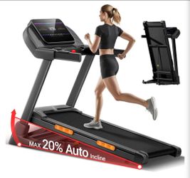 UMAY Fitness 20% Treadmill with Auto Incline, Running Foldable Treadmills
for Home Auto Folding with Pulse Sensors, 400 LBS Capacity, 4.0HP Quiet Brus