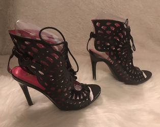 Black cut out heels (unworn, size 8.5)