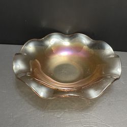 Vintage Amber Marigold Carnival Depression Glass Bowl