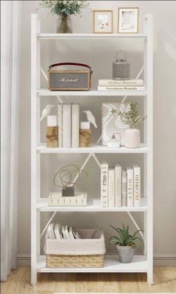 FATORRI 5 Tier Bookshelf, Metal and Wood