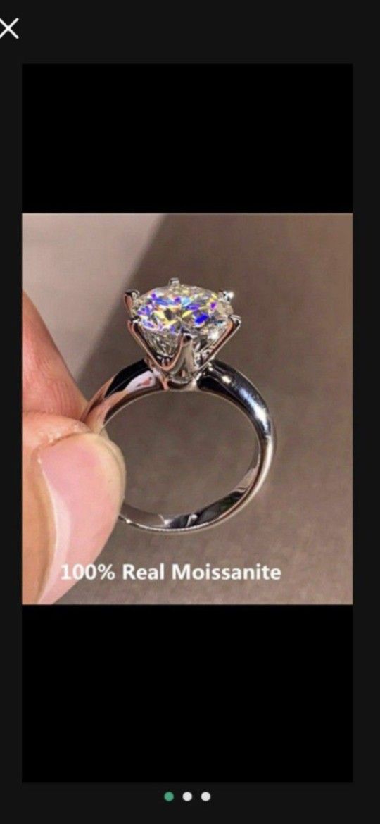 GENUINE 14 KT OVER SILVER 1 CT MOISSANITE SOLITAIRE RING