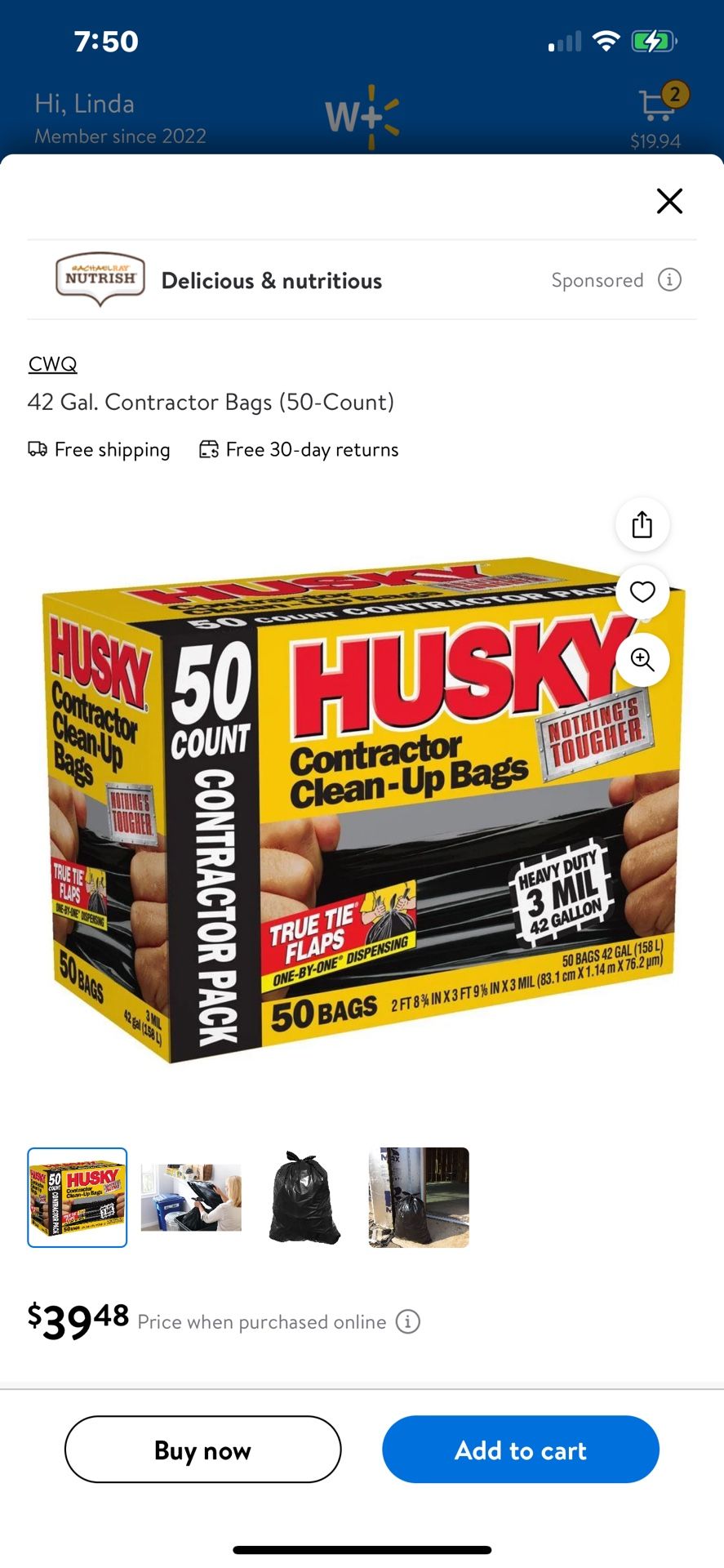 New Box of Husky Contractor Trash Bags 42 Gal 50 Count