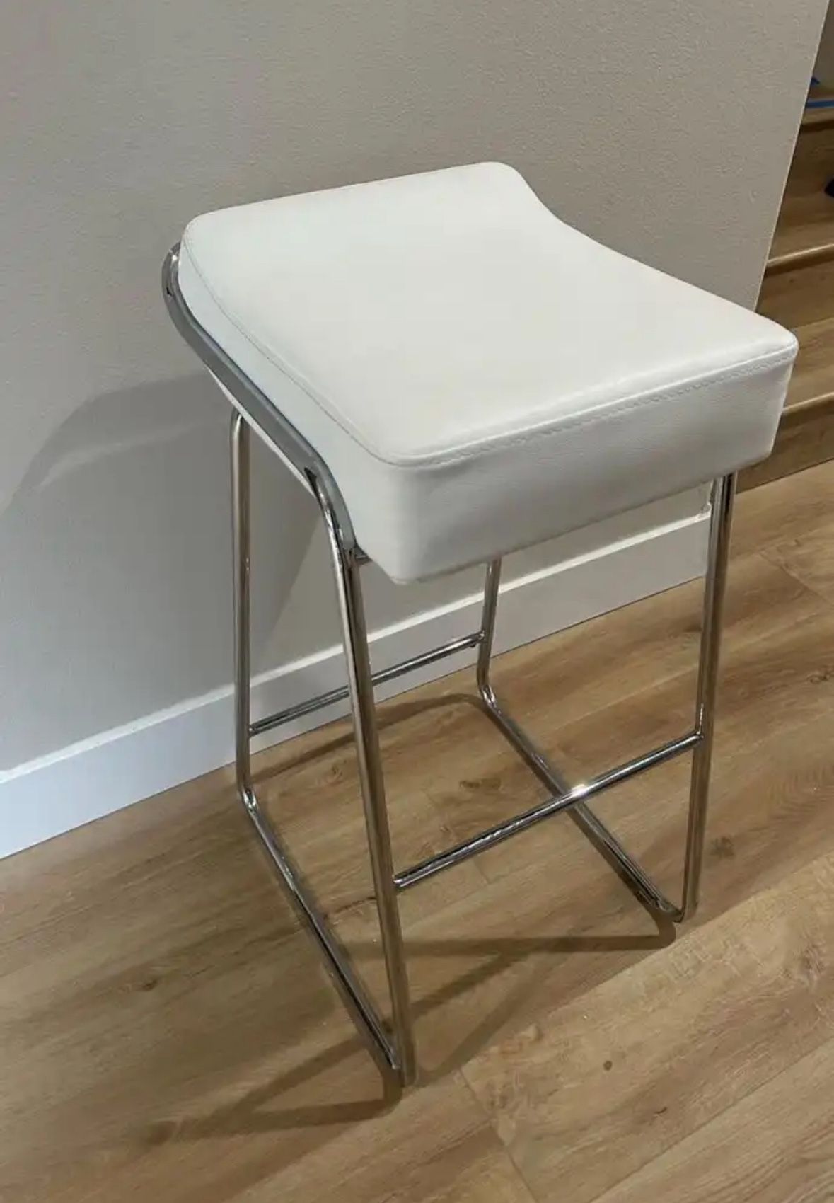 White Bar Stools- Set Of 3