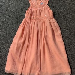 Cotton Kids girl size 7 Pastel Orange sequined accents spring summer Easter dress 