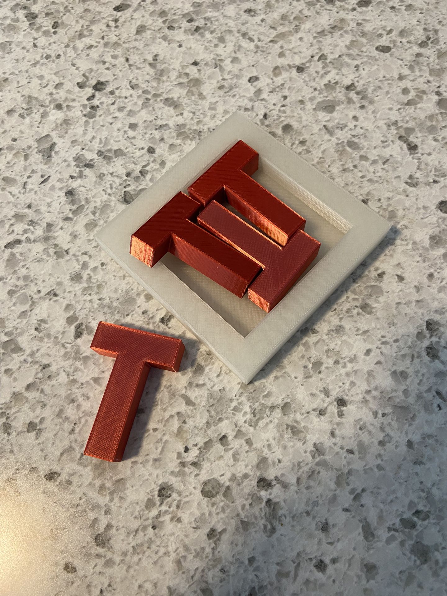 3D Printed 4 Piece T puzzle