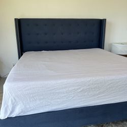 KING BEDFRAME- Tufted And Studded. (mattress not Included)