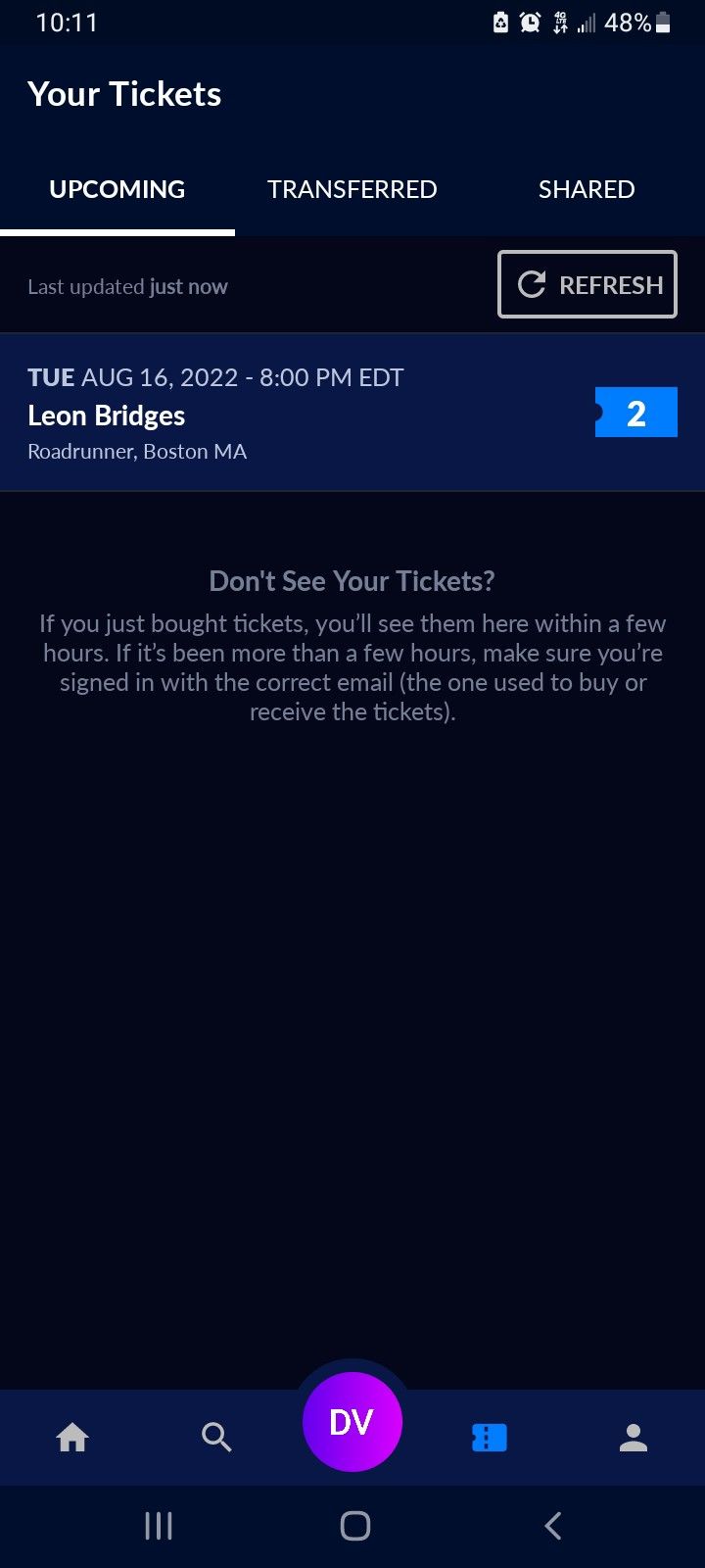 Pair Of Tickets For Leon Bridges Tonight 8 /16 $100