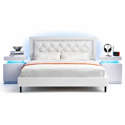 Bed structure with 2 bedside tables - all new in the box