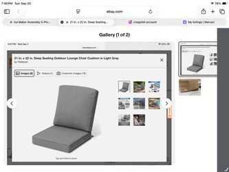 21 in. x 22 in. Deep Seating Outdoor Lounge Chair Cushion in Light Gray