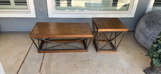 Rustic Wood and Metal Side Table