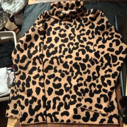  Long Sleeve Cheetah Print Sweater Luke New 