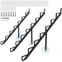 Toriexon Steel Stair Step Riser 7-Step, Metal Stair Stringer with Reinforcing Support Legs, Heavy Duty Steel Stair Stringer for 57.5" Height Deck and 
