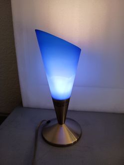 Blue Glass Cone Table Lamp