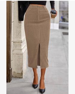 PRETTYGARDEN Corduroy Skirt Women Fall Fashion 2026 High Waisted Pencil Midi Skirts Business Casual Work Office Winter Outfit