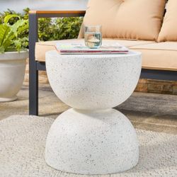 Glitzhome Modern Decorative Garden Stool Heavy Duty Patio Sturdy Faux Terrazzo Garden Stool Side Table Planter Stand for Indoor Covered Outdoor, 17.75