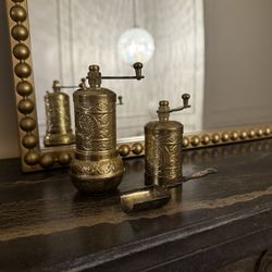 Brass Salt & Pepper Grinder Set — New, Never Used