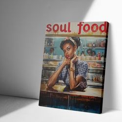 Cool Vintage Style Soul Food Restaurant  Wooden Framed Wall Art