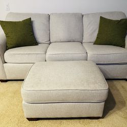 Beige Couch & Ottoman