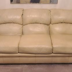 Off-White Leather Sofa