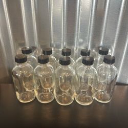 New 2oz Small Clear Glass Bottles w/Lids