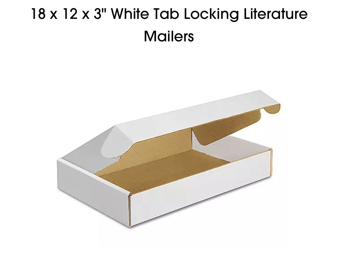 18 x 12 x 3" White Tab Locking Literature Mailers