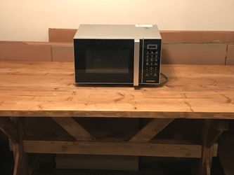 Real Wood Table With SilverCrest Microwave