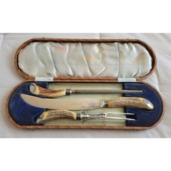 Vtg Wostenholm's England Sterling Carving Cutlery Set & Case