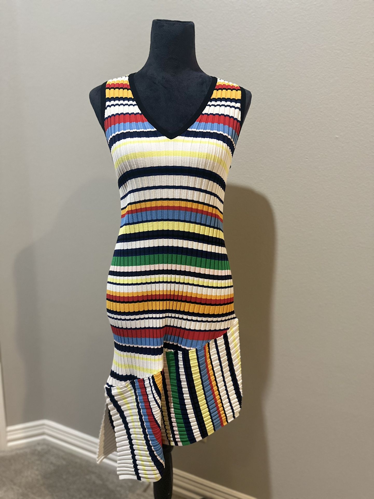 Striped Multicolor Asymmetrical Dress