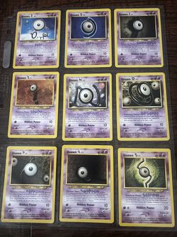 Unown Pokemon Card Set Incomplete 