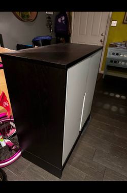Dark Brown and White Storage Cabinet