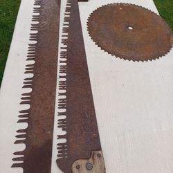 Three Old Vintage Saw Blades 