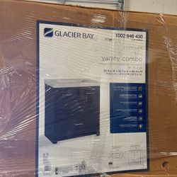 Glacier Bay Stancliff 31 in. W x 19 in. D x 34 in. H Single Sink Bath Vanity in Elm Ember with White Cultured Marble Top