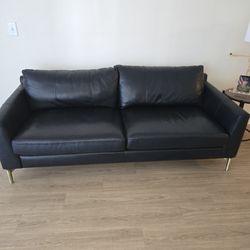 Marmont Navy Leather Sofa