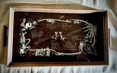 Bar serving tray wood glass Mexican fiesta nightclub party drink recipe 1920/30