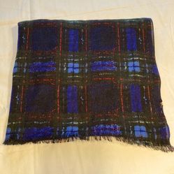 Blue Red Plaid Sarong Wrap 