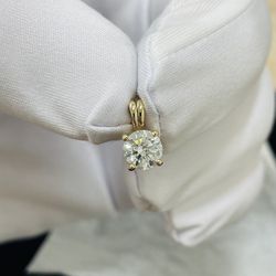 14K VVS2 D Color Ideal Cut Round Brilliant Diamond Pendant 