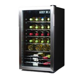 BLACK+DECKER 26 Bottle Wine Fridge With Interior Light And Mechanical Temperature Control, Compressor Cooling Wine Cooler Refrigerator With 4 Wine Rac