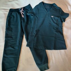 Women’s Figs Scrubs Jogger Small Bottom/Extra Small Top - Caribbean Blue/green