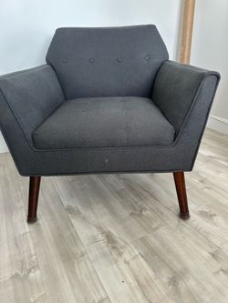 Mid-Century Modern Accent Chair – Dark Gray (DIY / Project or Functional Use)
