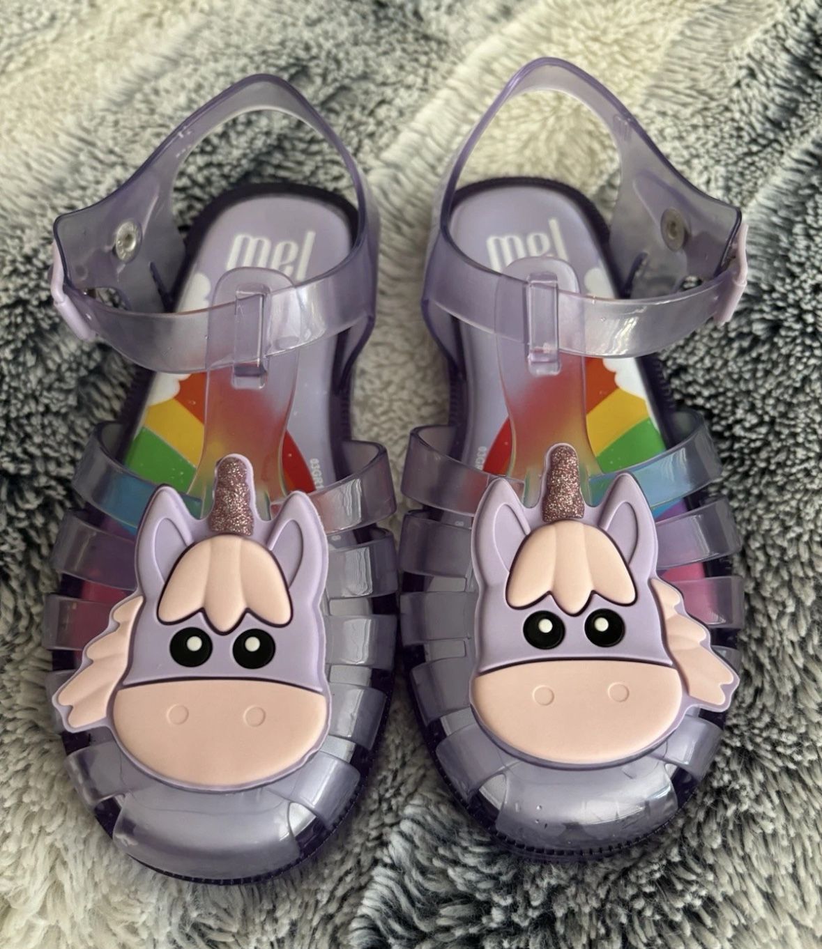 New Mel By Melissa Unicorn Purple Jelly Sandals 32712 Girls Little Kids Size 12