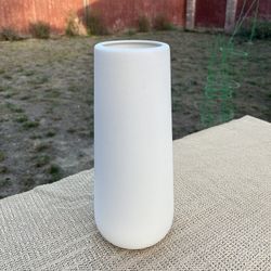 White Ceramic 11 Inch Tall Flower Vase